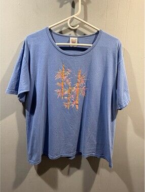 Womens Anvil T Shirt Size Large Blue Tree Print